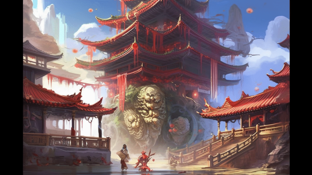 tfox a chinese style building with red and golden eaveswear han 552482ef a934 42cd a4ab dc2ea1096d5b