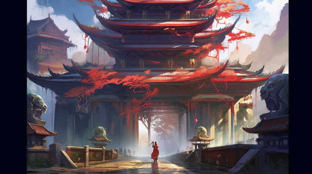 tfox a chinese style building with red and golden eaveswear han 92e3de16 b5f1 484c 962b 263d50e5f3cd