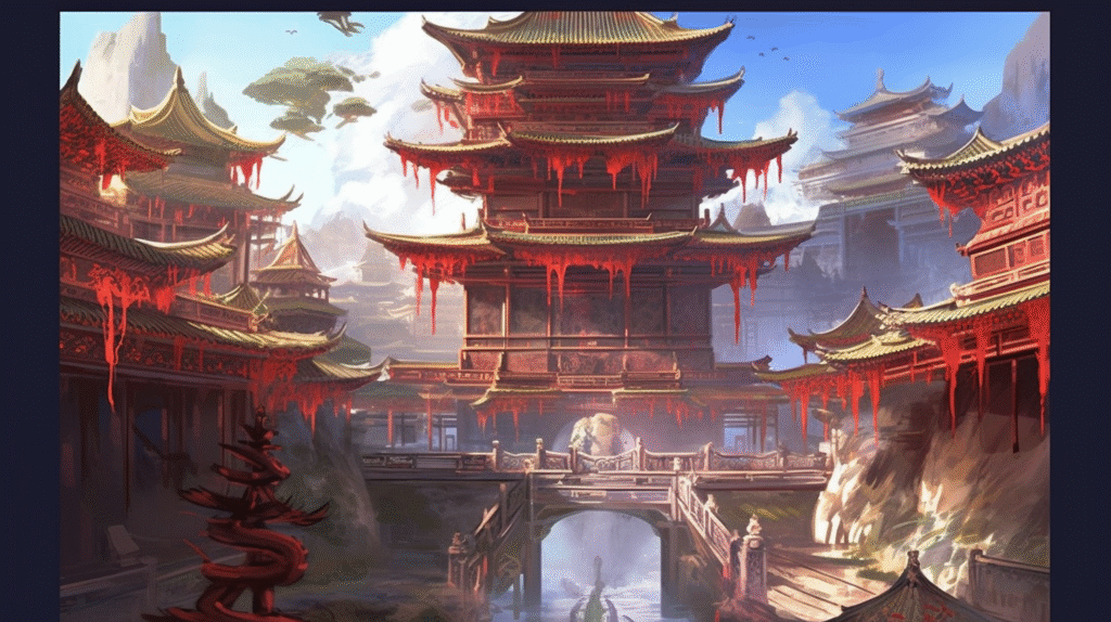 tfox a chinese style building with red and golden eaveswear han 99396e0b 8345 43f0 935d fb1cd77f9e82